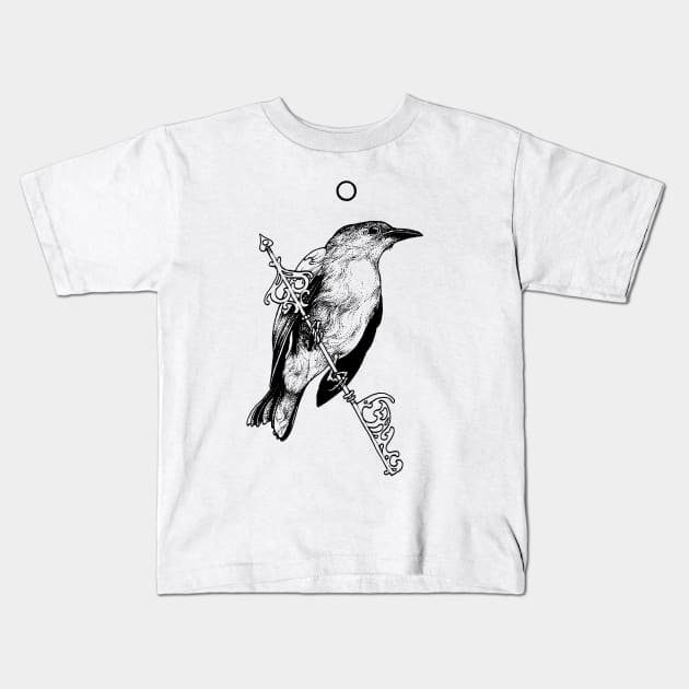 Bird-Key Kids T-Shirt by rottenfantom